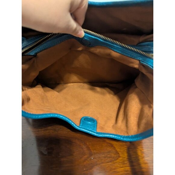 Coach Lori C5265 Shoulder Bag in Deep Turquoise Soft Pebbled Leather & Suede - Picture 15 of 16
